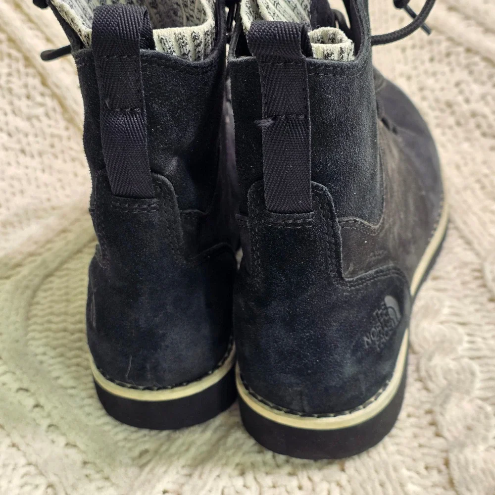The North Face Ballard III Lace Up Waterproof Snow Boots Black Suede Womens 6